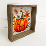 Decorative Folk Pumpkin - Fall Wall Art - Framed Wall Decor