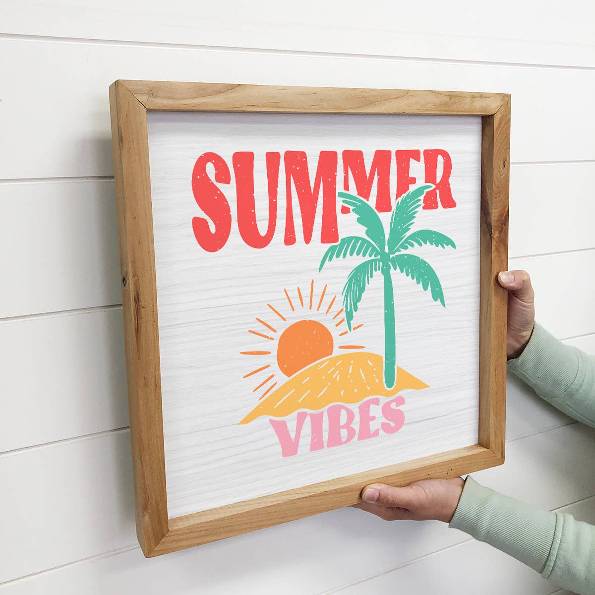 Summer Vibes - Summer Canvas Word Art - Wood Framed Decor