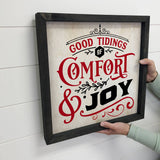 Good Tidings of Comfort & Joy Black & Red - Framed Word Sign