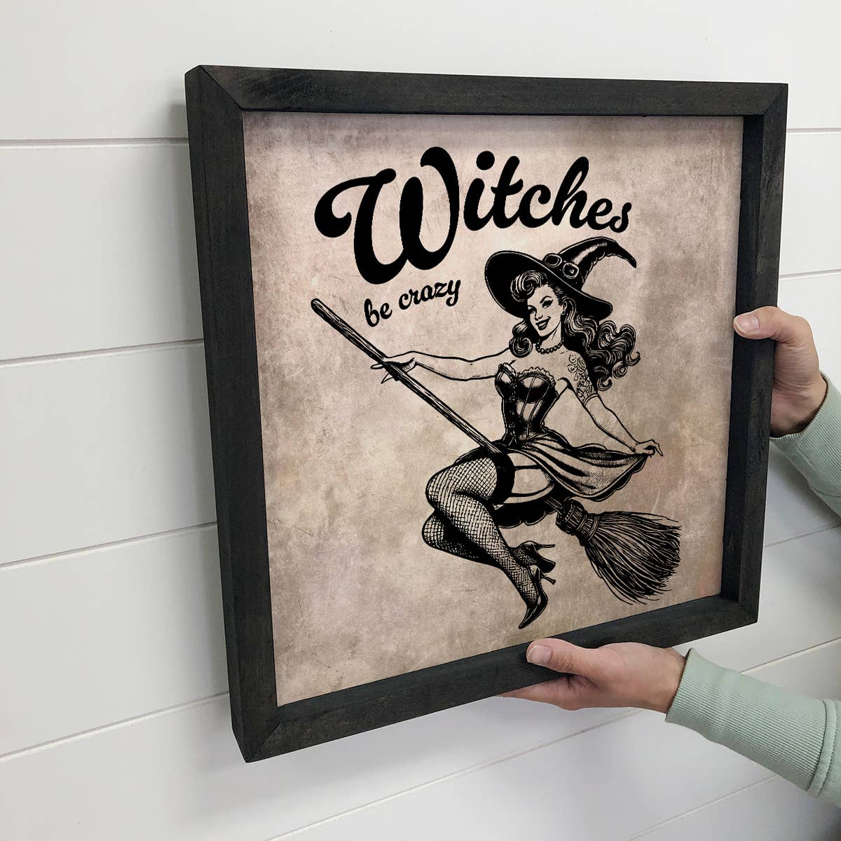 Witches Be Crazy - Halloween Canvas Art - Wood Framed Art