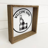 Welcome Home Idaho Buffalo Plaid Small Canvas Wood Sign