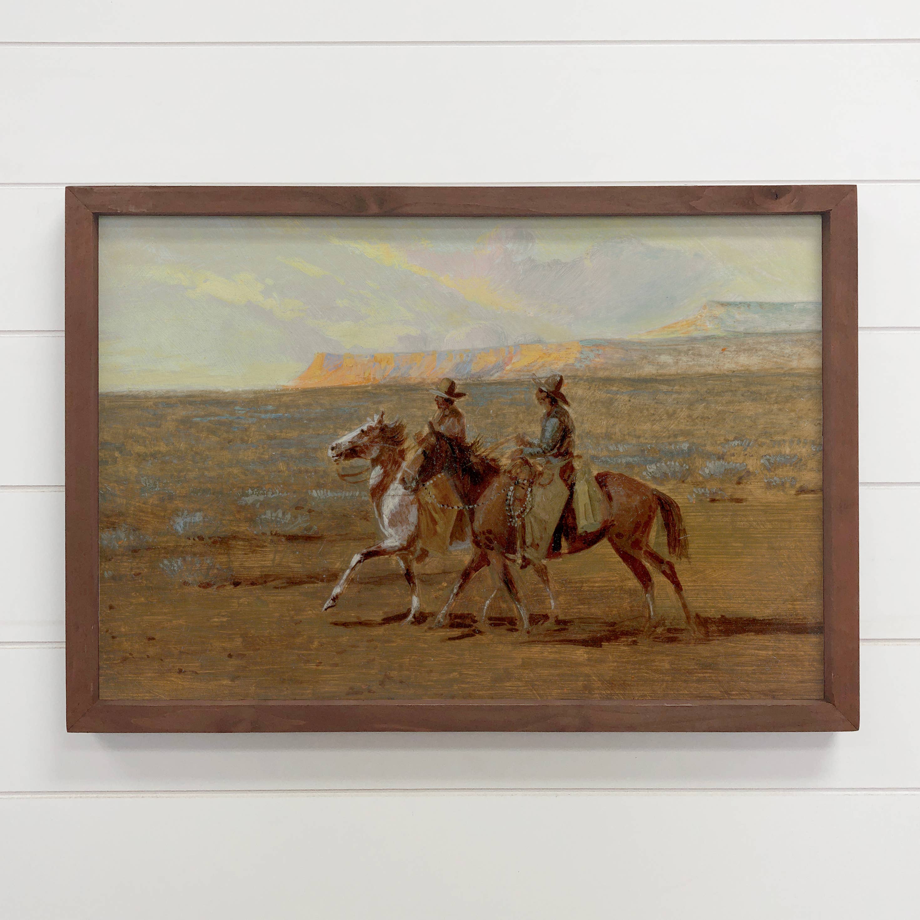 Western Cowboys - Cowboy Canvas Art - Wood Framed Decor