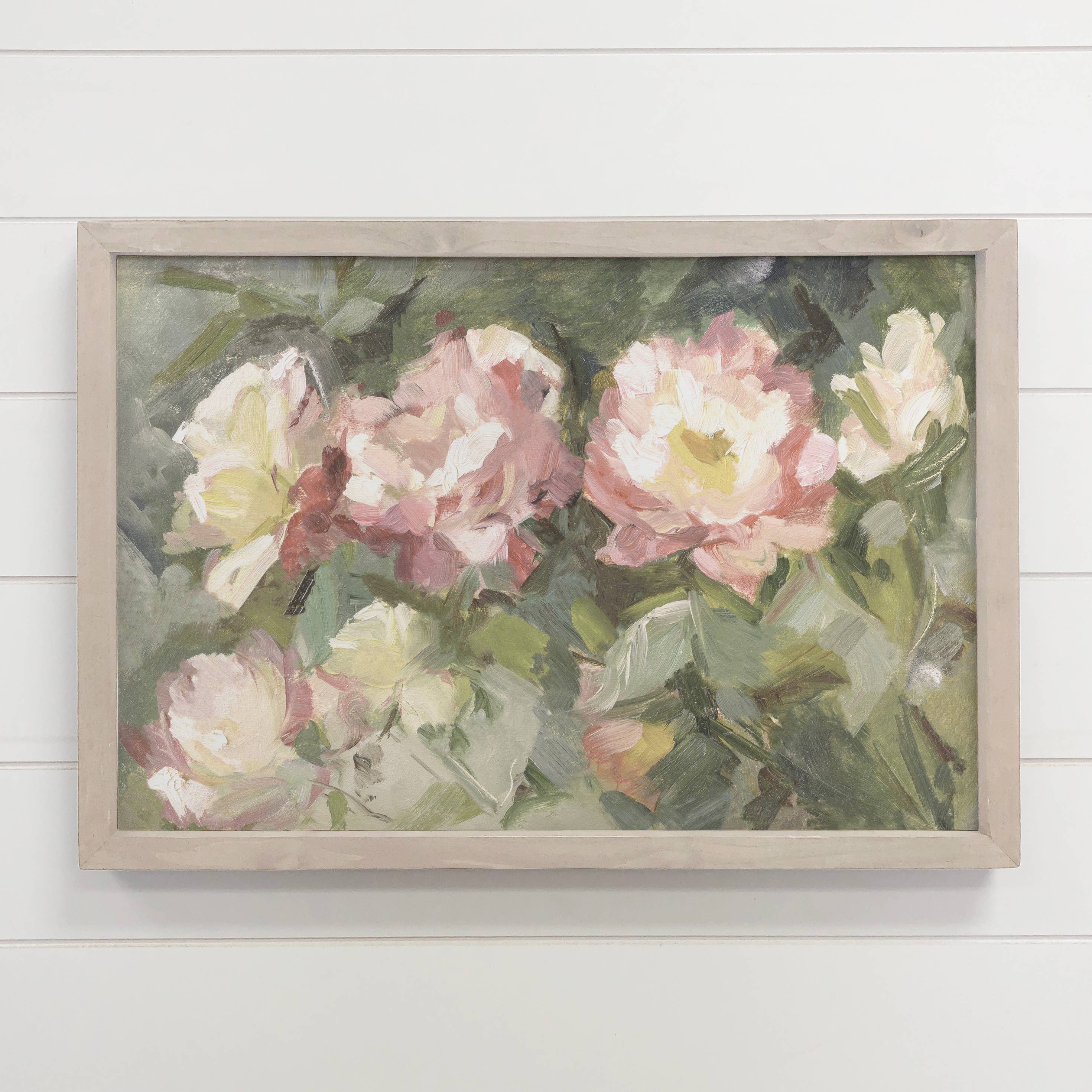 Rose Modern Painting - Farmhouse Wall Art - Wood Framed Art