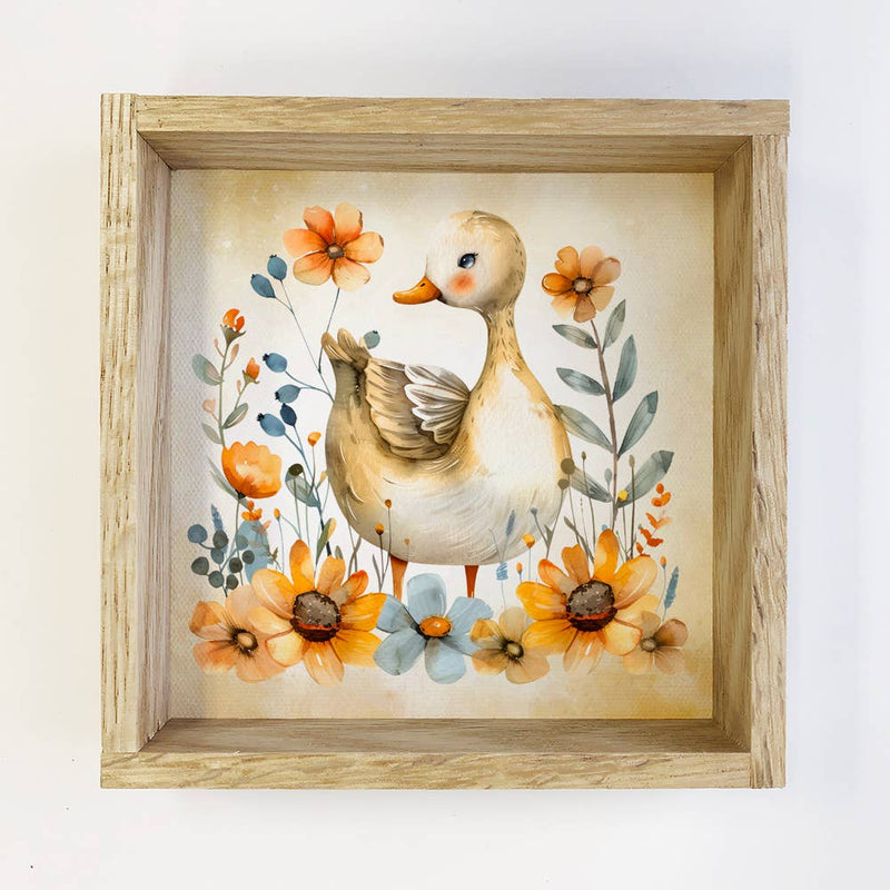 Spring Yellow Goose - Spring Goose Canvas Art - Wood Framed