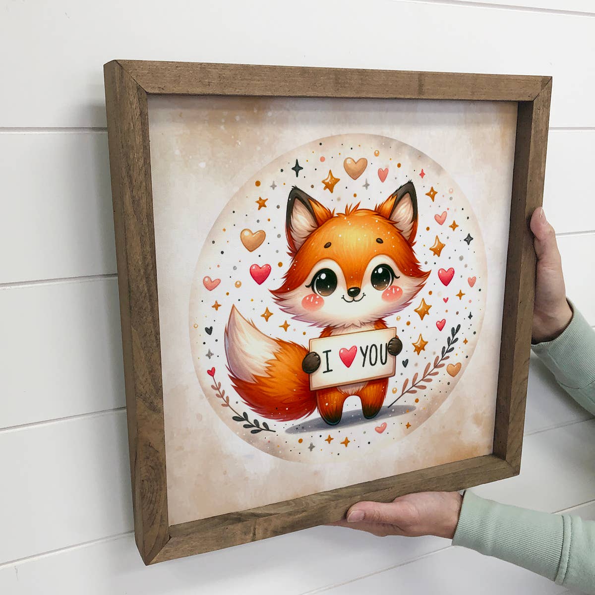 I Love You Fox - Valentines Day Canvas Art - Wood Framed