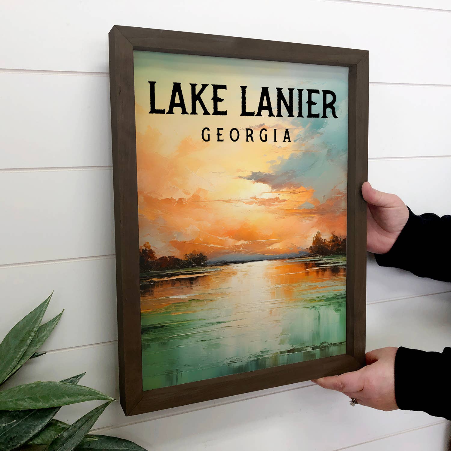 Custom with Any Lake Name - Sunset Lake Lanier - Wood Art