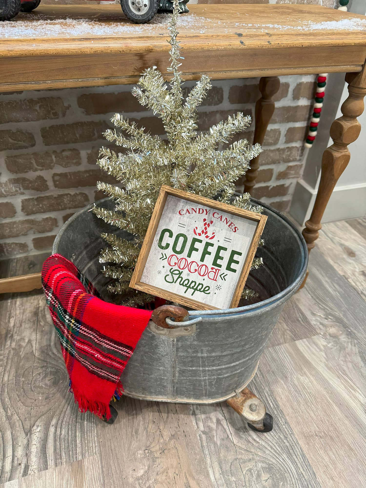 Candy Cane Coffee Cocoa Shoppe - Christmas Canvas Art