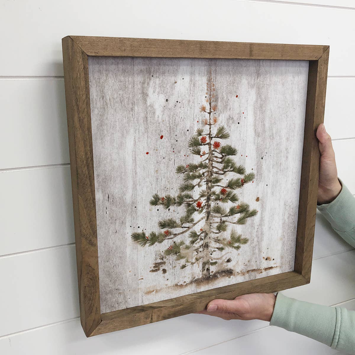 Twig Christmas Tree - Christmas Canvas Art - Framed Wall Art