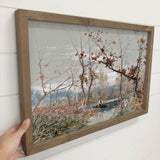 Autumn Fisher Boy - Fall Fishing Landscape - Wood Framed Art