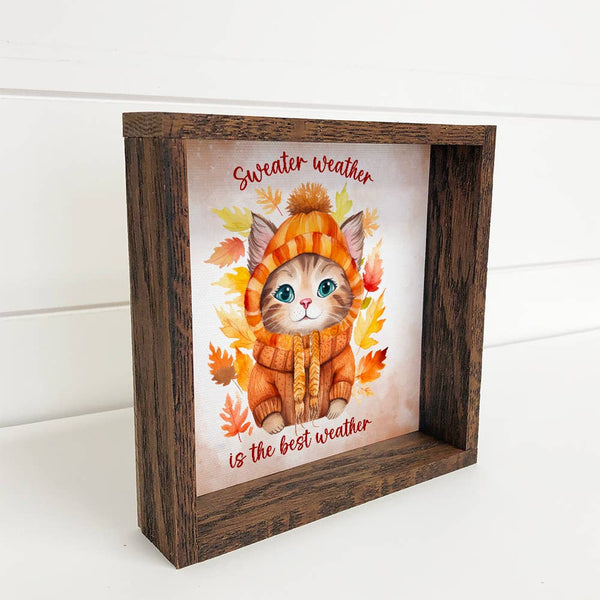 Sweater Weather Cat - Cute Fall Animal Canvas Wall Art