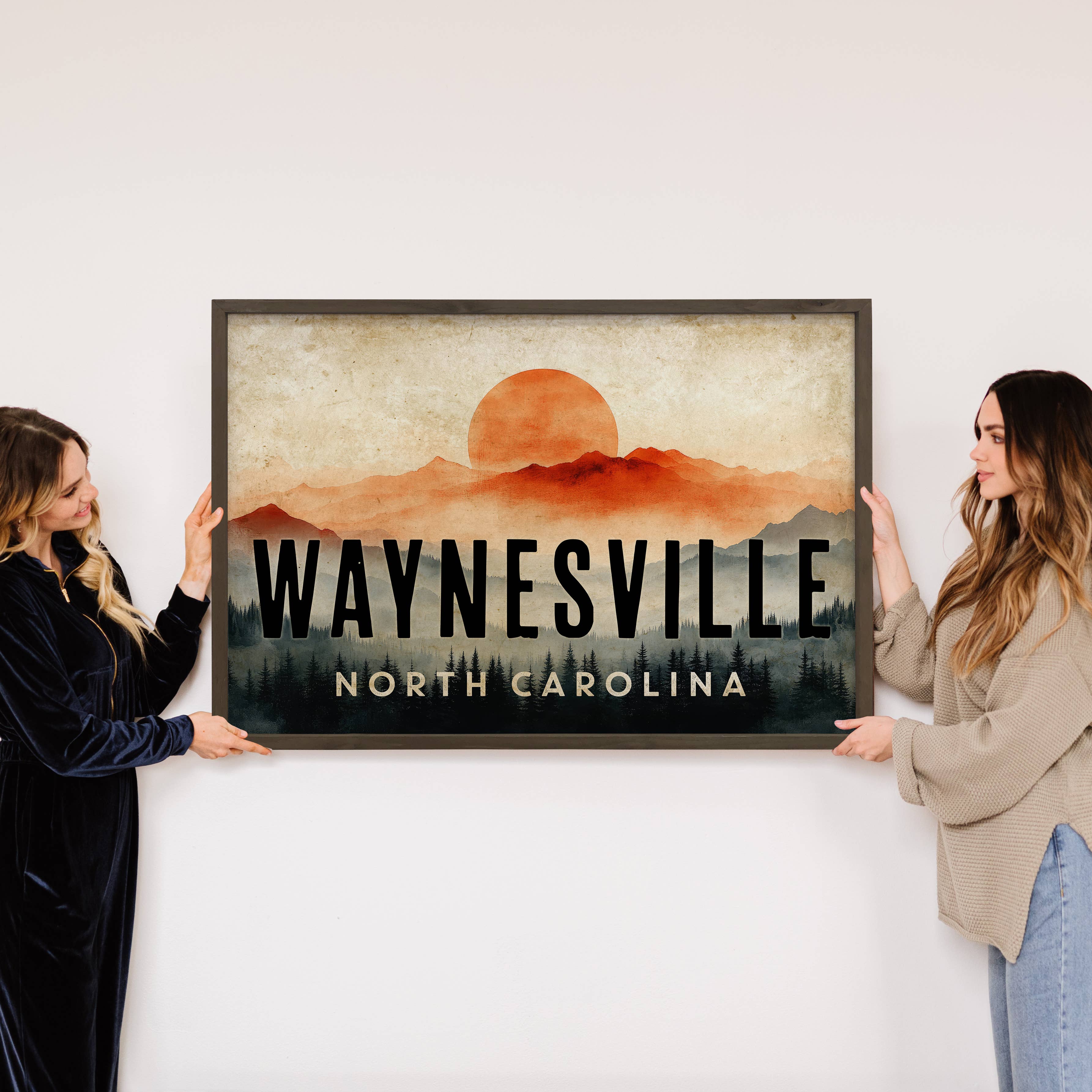 Burnt Orange Mountain Range - Custom Location Canvas Art