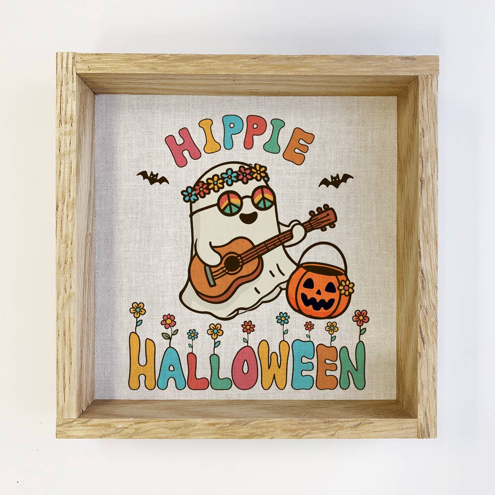 Funny Halloween Hippy - Halloween Canvas Art - Wood Framed