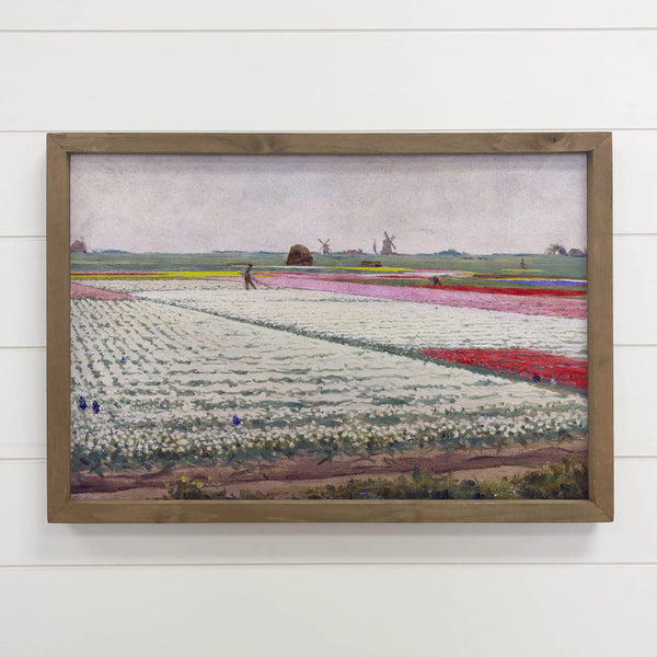 Tulip Fields Holland - Tulip Canvas Art - Wood Framed Decor