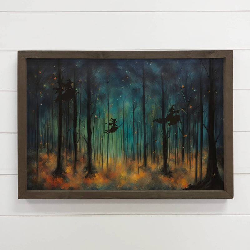 Dark Forest Witch - Halloween Canvas Art - Wood Framed Decor