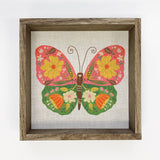 Folksy Whimsical Butterfly - Butterfly Canvas Art - Framed