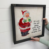 Santa's Naughty List Vintage Santa Christmas Canvas Sign