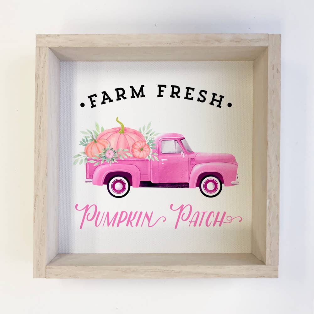 Pink Pumpkin Patch Vintage Truck Wood Sign