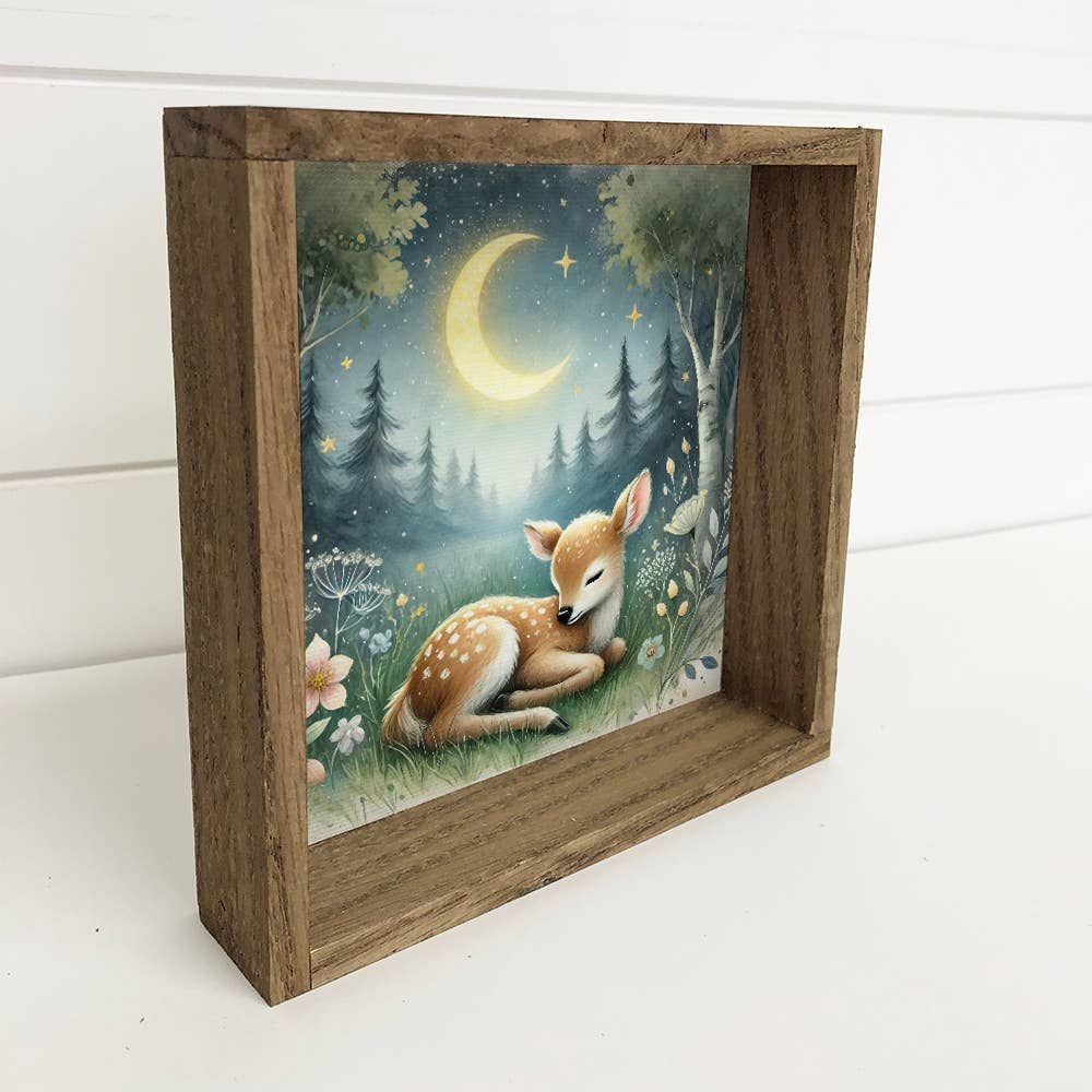 Woodland Nursery Sleeping Deer - Cute Animal Nursery Artwork
