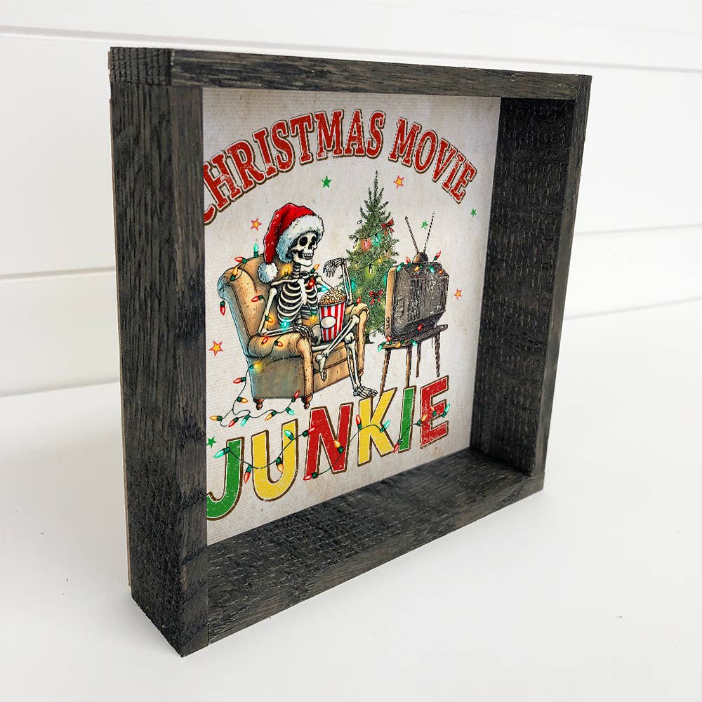 Christmas Movie Junkie Skeleton - Christmas Canvas Wall Art
