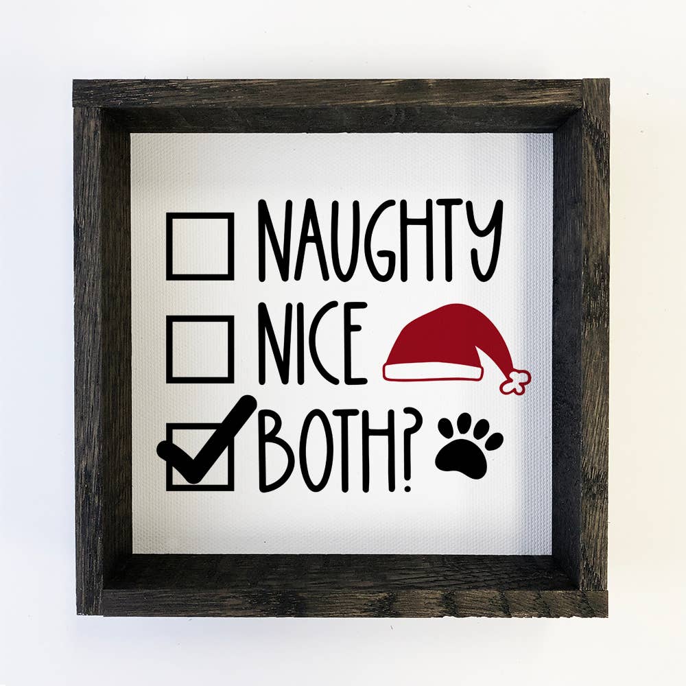 Naughty Nice Pet Christmas Small Shelf Canvas Sign