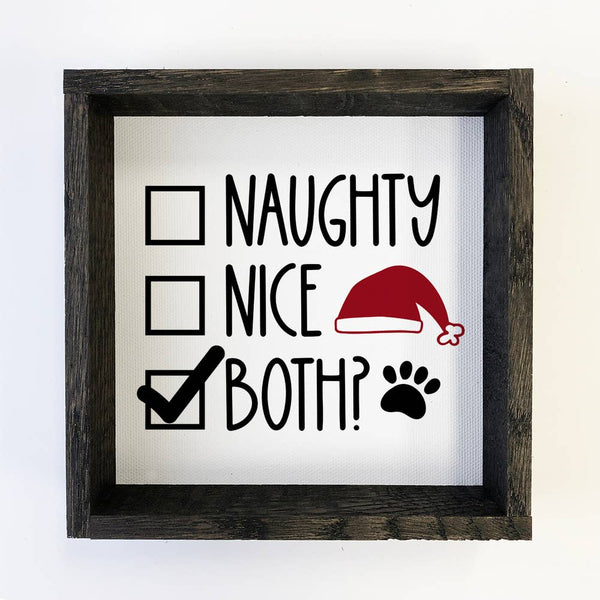Naughty Nice Pet Christmas Small Shelf Canvas Sign
