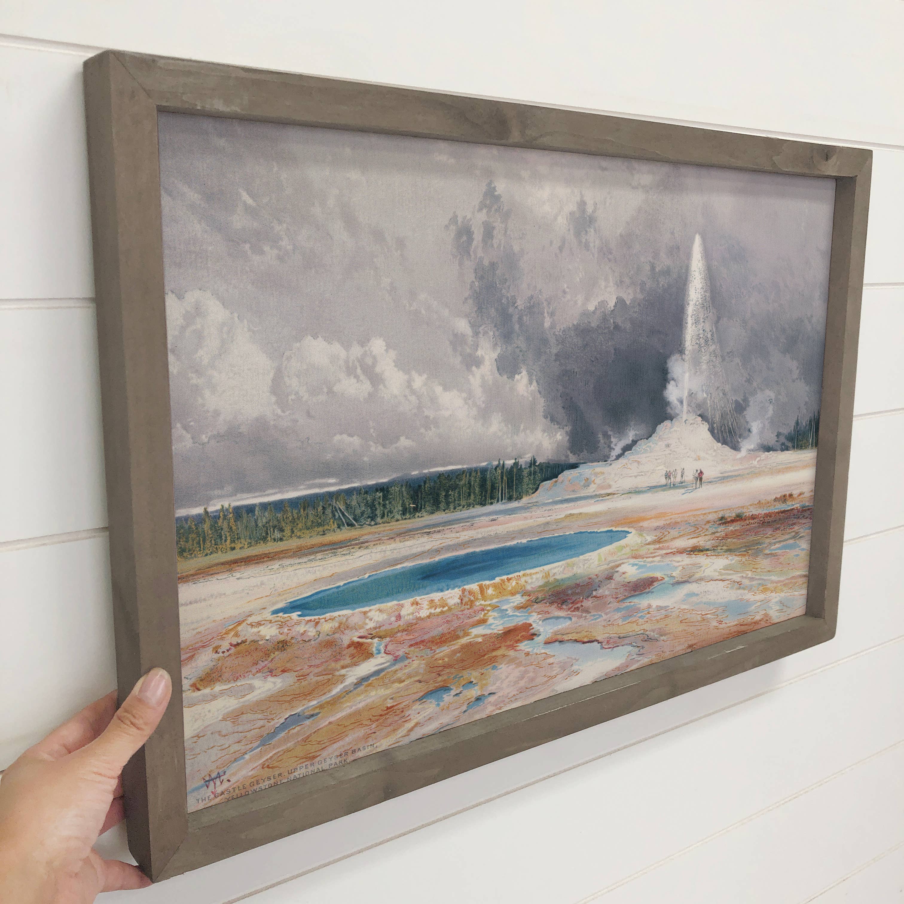 Castle Geyser Yellowstone - Framed Landscape Canvas Wall Art