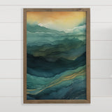 Ombre Blue Gold Mountains - Nature Mountain Canvas Art