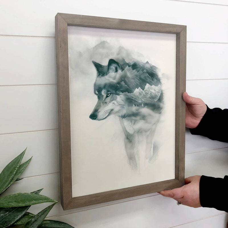 Gray Mountain Wolf - Wolf Canvas Art - Wood Framed Wall Art