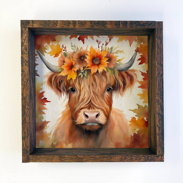 Fall Farm Highland Cow - Cute Animal Wall Art - Highland Cow