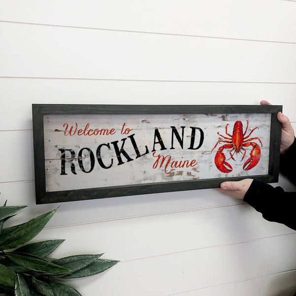 Personalized Welcome Sign - Framed Rustic Lobster Wall Art