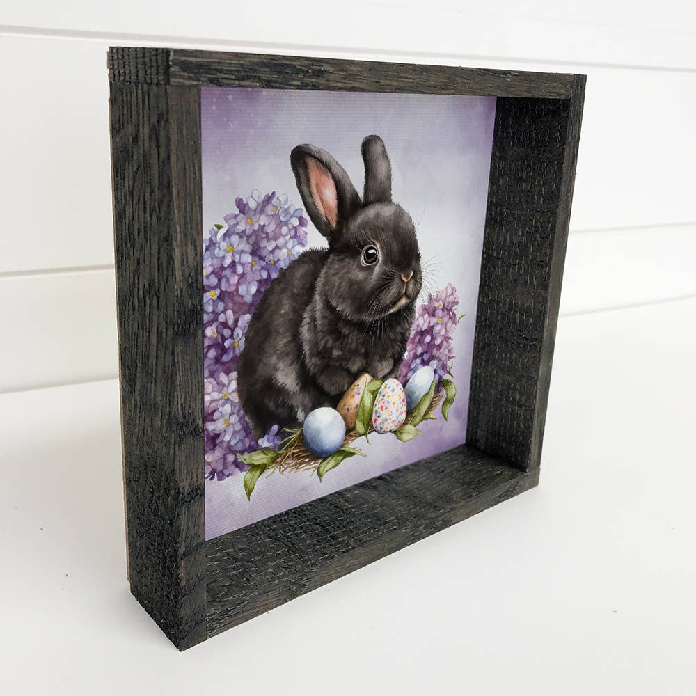 Black Easter Bunny Wall Art - Easter Canvas Wall Art