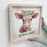 Welcome Yall Cow - Farmhouse Welcome Sign - Spring Welcome