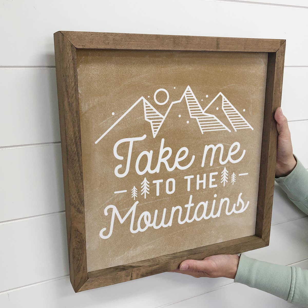 Take Me to the Mountains - Mountain Word Sign - Wood Framed