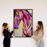 Colorful Horse Painting - Farmhouse Canvas Art - Framed Art