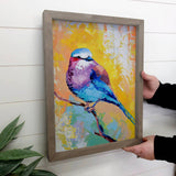 Colorful Sparrow Bird Painting - Framed Nature Watercolor