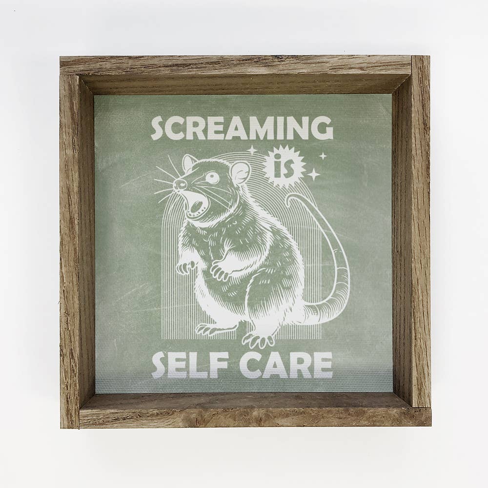 Screaming Is Self Care Opossum - Funny Animal Canvas Art