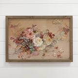 Antique Roses - Rose Flower Canvas Art - Wood Framed Art