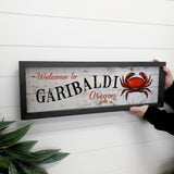 Personalized Welcome Sign - Wood Framed Rustic Crab Wall Art