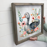 Spring Gray Goose - Goose Canvas Art - Wood Framed Decor