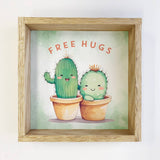 Free Hugs Cactus - Funny Cactus Wall Sign - Cute Cactus Art