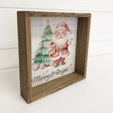 Vintage Merry and Bright Cute Santa - Cute Holiday Canvas