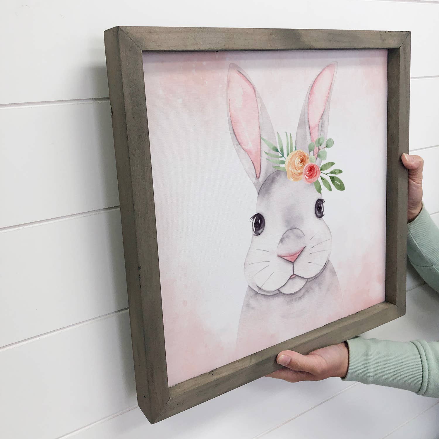 Nursery Print-Baby Bunny in Springtime Easter Small Canvas