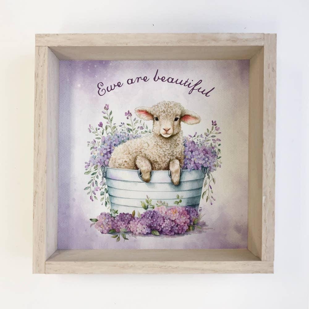 Ewe Are Beautiful - Cute Animal Spring Canvas Art - Framed