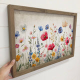 Flower Stems - Wildflower Canvas Art - Wood Framed Decor