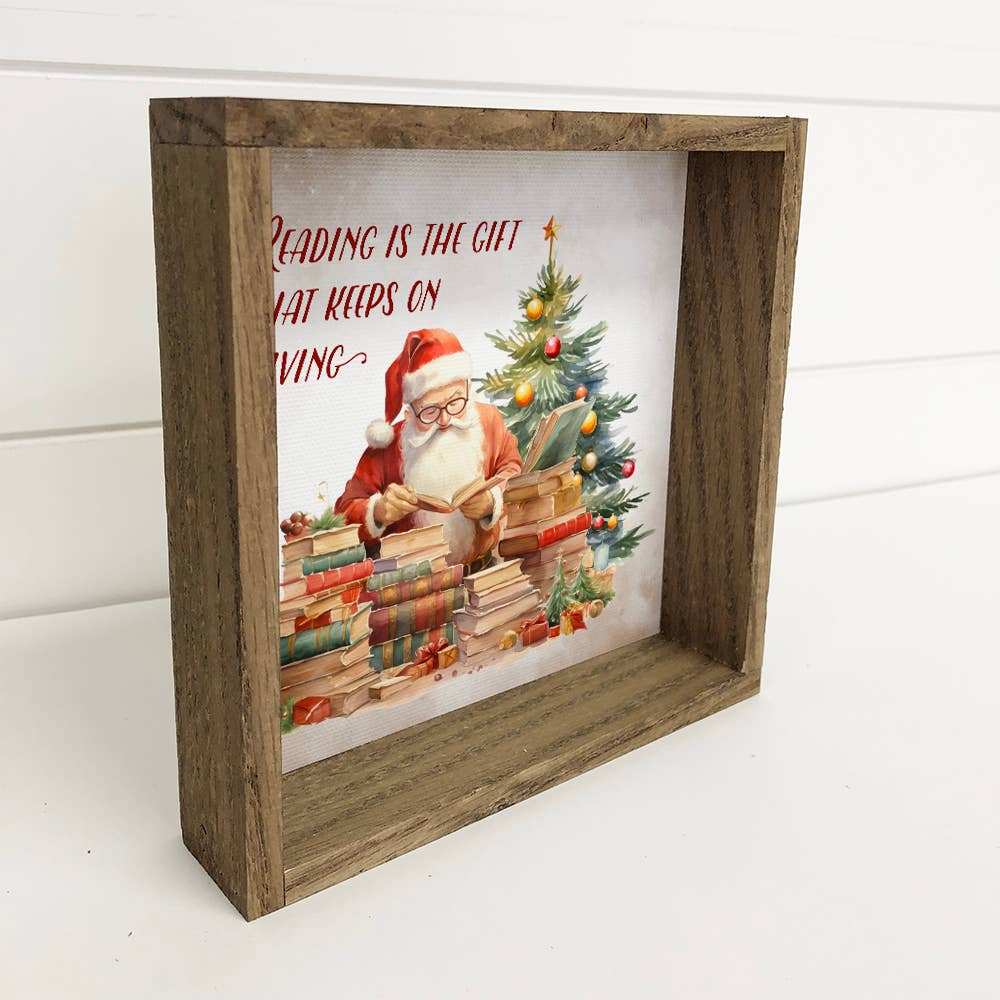 Reading is the Gift That Keeps on Giving - Christmas Canvas