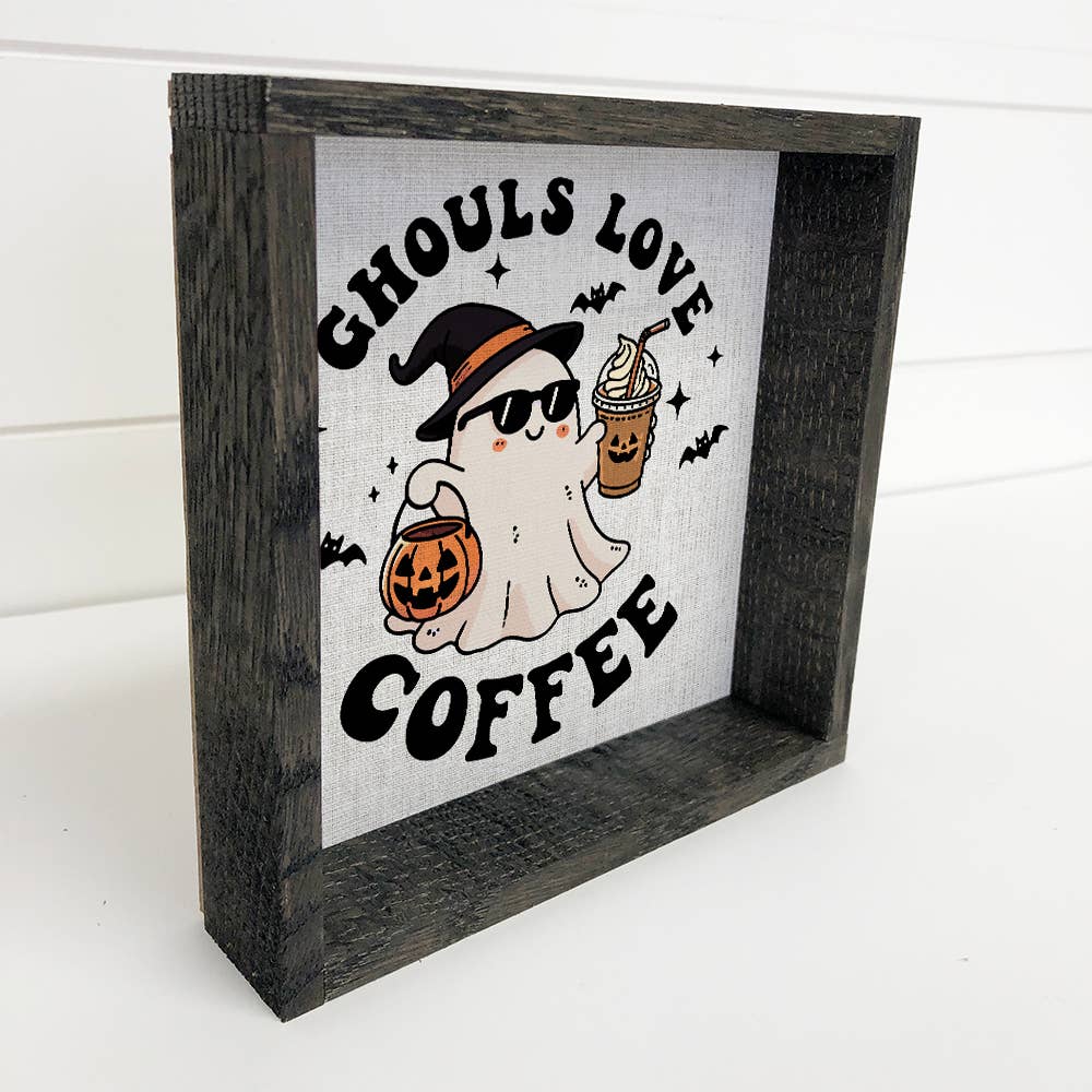 Funny Halloween Ghouls Love Coffee - Halloween Canvas Decor