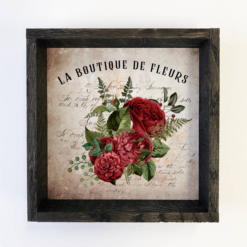 La Boutique De Fleurs - Flower Shop - Vintage Red Rose Sign