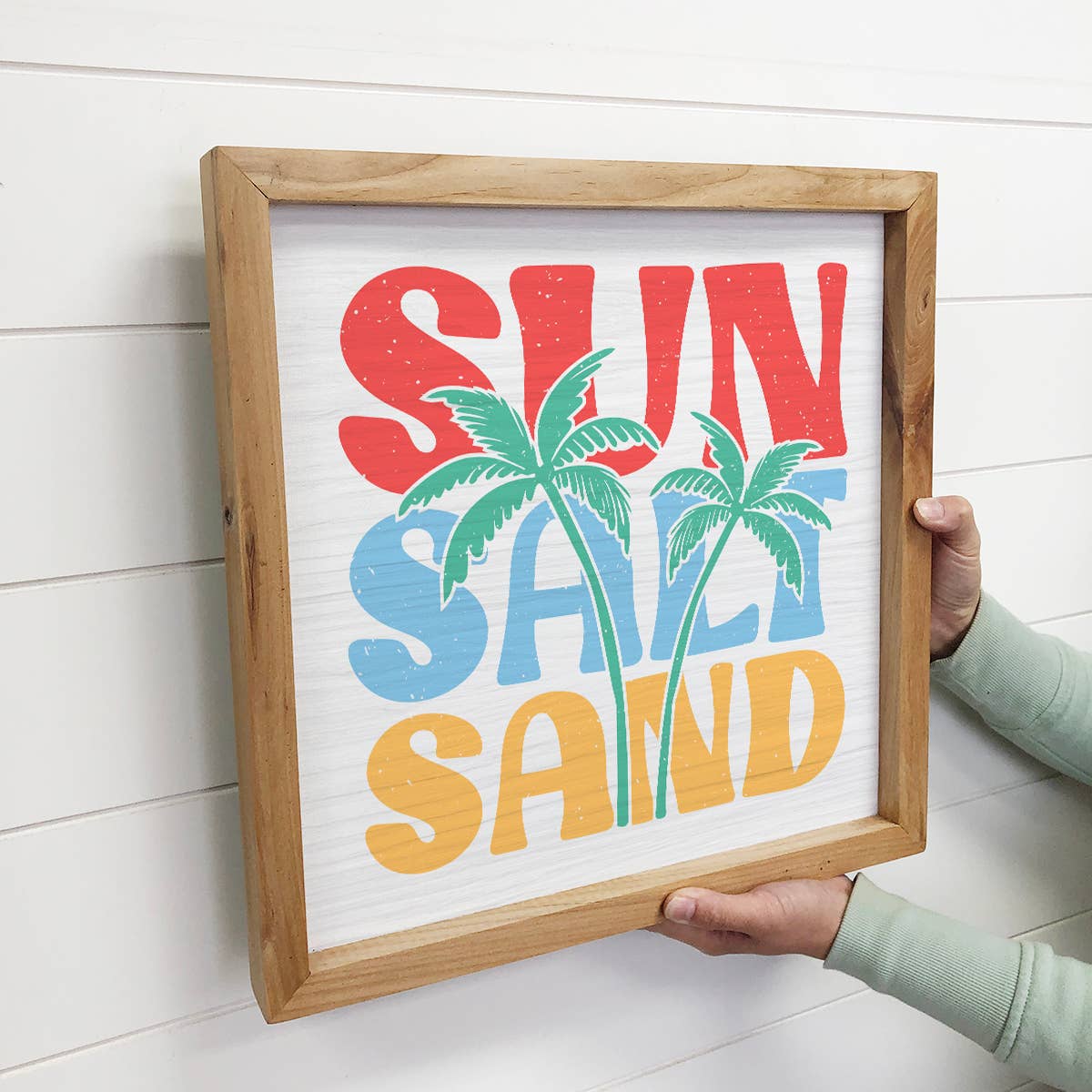 Sun Salt Sand - Summer Canvas Word Art - Wood Framed Artwork