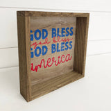 4th of July God Bless America - Patriotic Word Art Framed