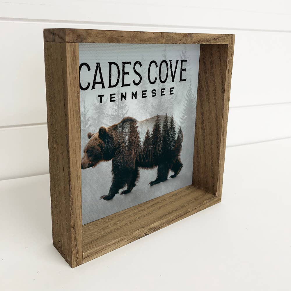 Bear Pine Trees Custom Town - Custom Canvas Art - Wood Frame